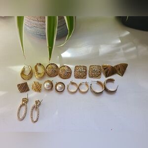 Gold Tone Vintage Stud Earring Earrings Lot Bundle
